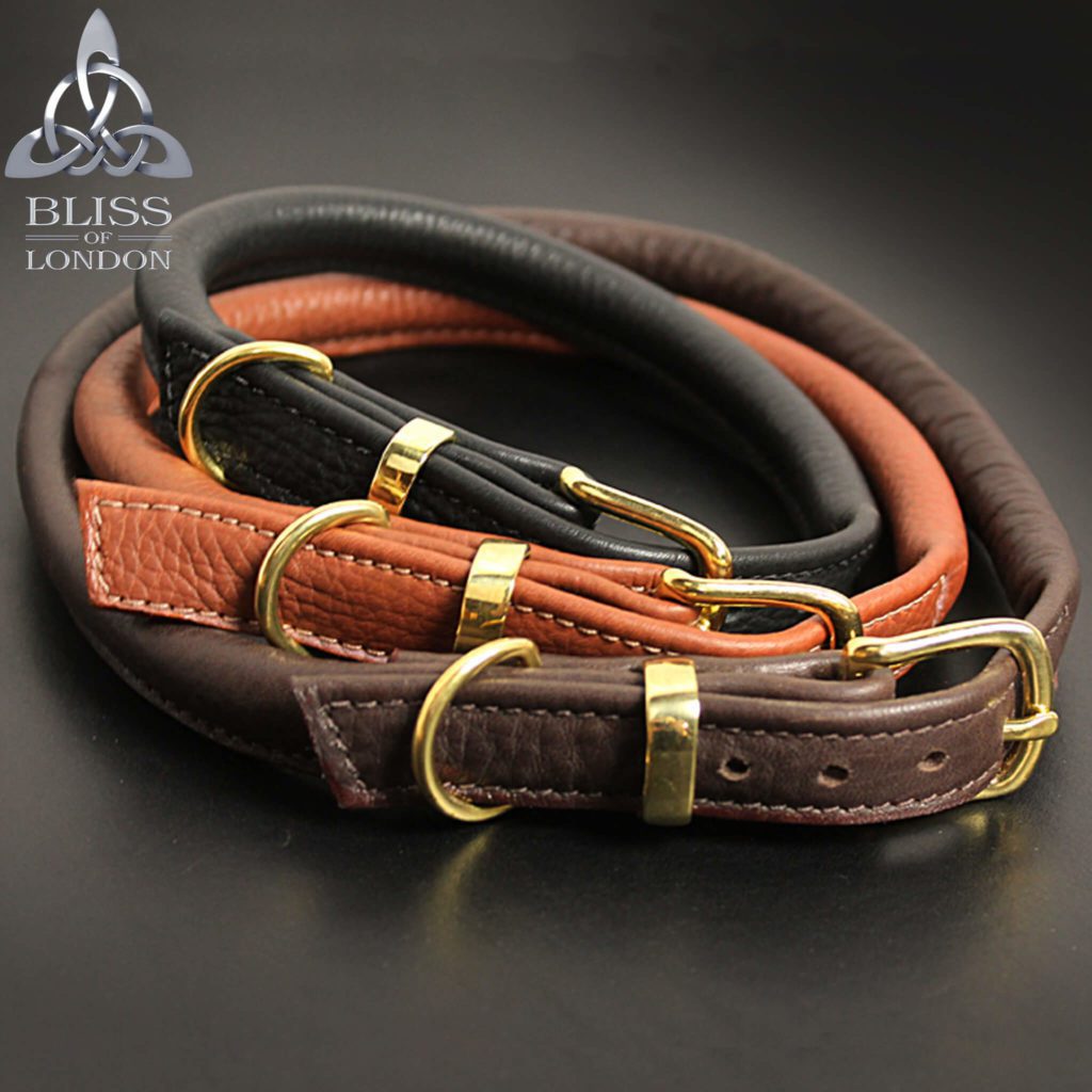 Rolled Leather Dog Collar Bliss of London